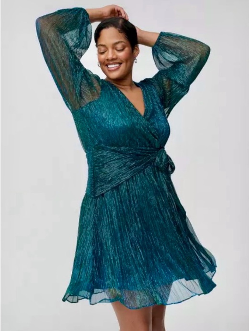 Torrid Tie Waist Long Sleeve Surplice Mini Dress - Size 00 - Worn Once!